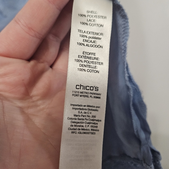 Chico's Blue Lace Trim Tank Top! - Picture 3 of 5